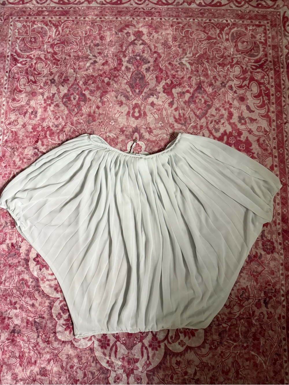 Pleated Batwing Blouse in Light Gray